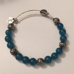 Alex and Ani teal blue beaded bracelet